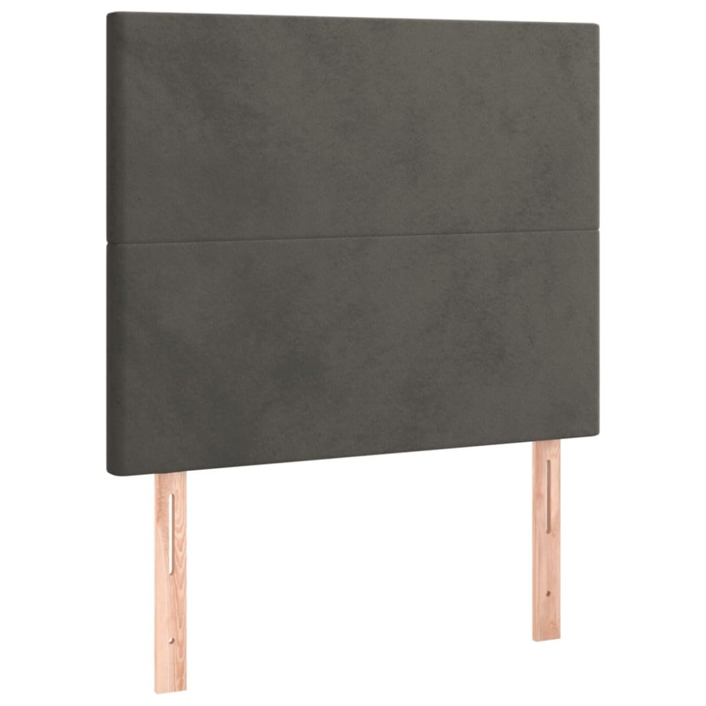 vidaXL Tăblii de pat, 2 buc, gri închis, 90x5x78/88 cm, catifea