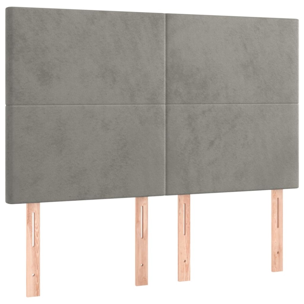 vidaXL Tăblii de pat, 4 buc, gri deschis, 72x5x78/88 cm, catifea