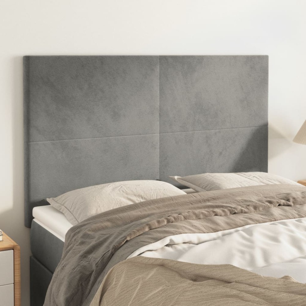 vidaXL Tăblii de pat, 4 buc, gri deschis, 72x5x78/88 cm, catifea