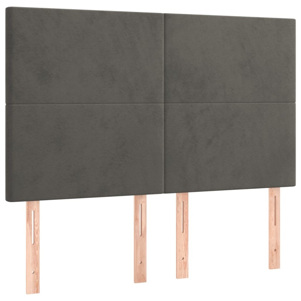 vidaXL Tăblii de pat, 4 buc, gri închis, 72x5x78/88 cm, catifea