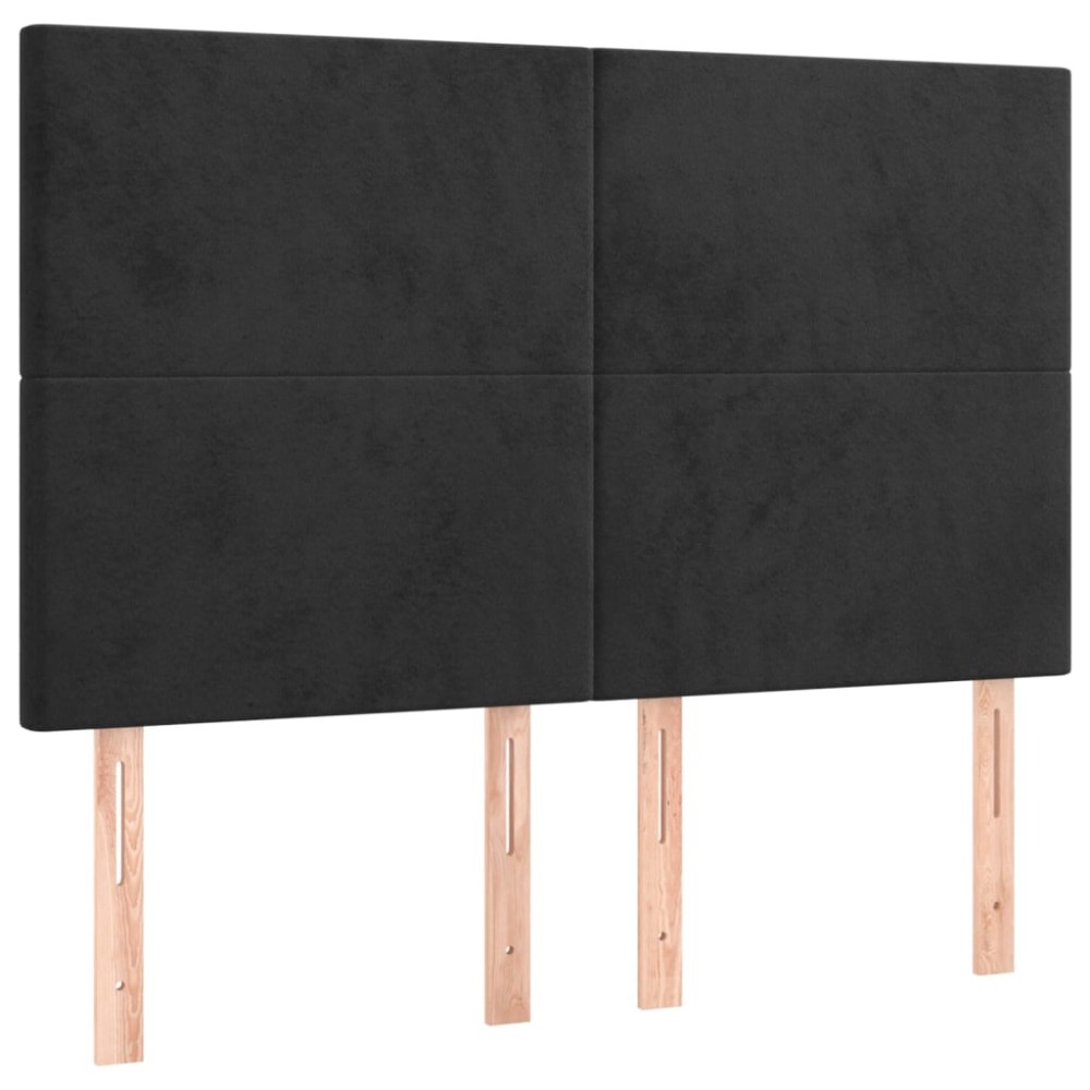 vidaXL Tăblii de pat, 4 buc, negru, 72x5x78/88 cm, catifea