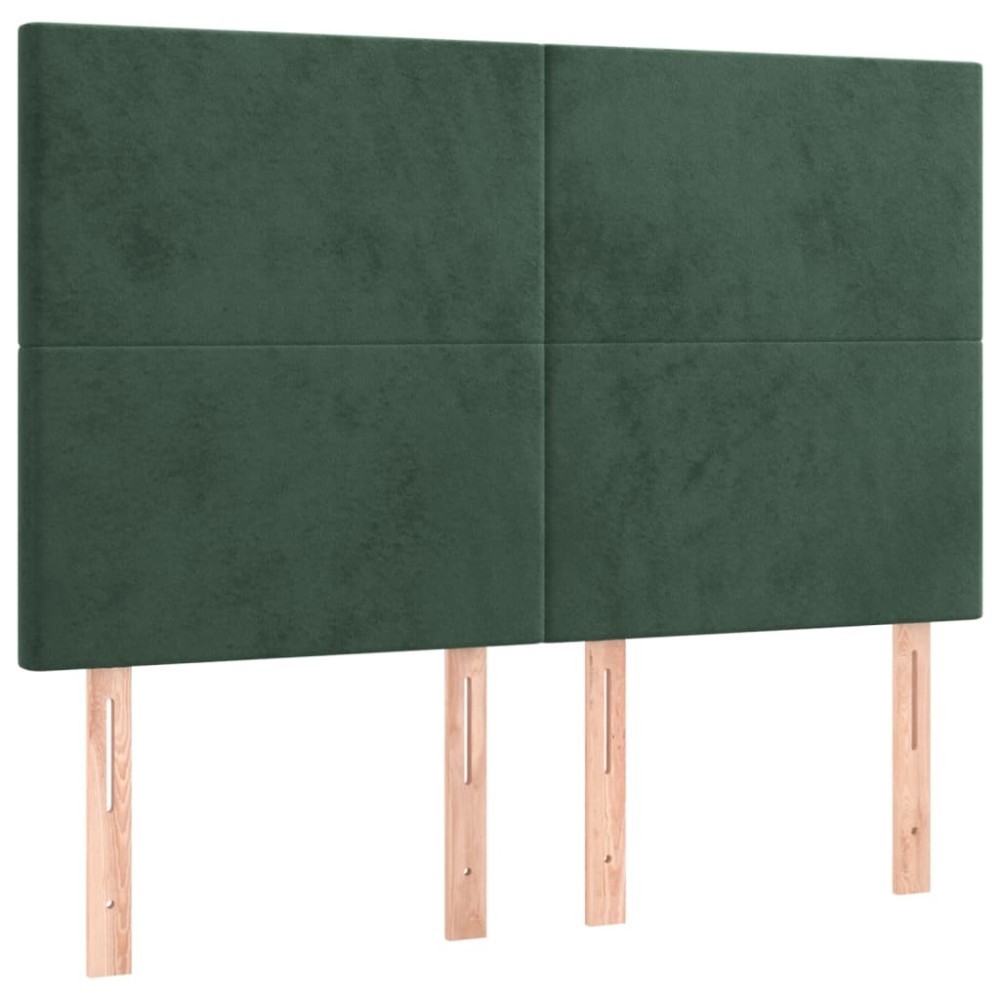 vidaXL Tăblii de pat, 4 buc, verde închis, 72x5x78/88 cm, catifea