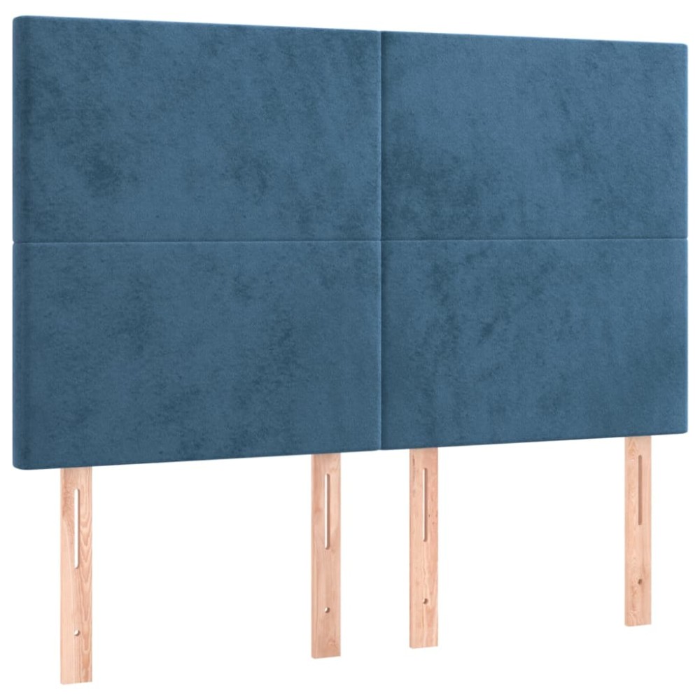 vidaXL Tăblii de pat, 4 buc, albastru închis, 72x5x78/88 cm, catifea