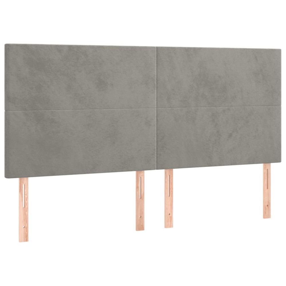 vidaXL Tăblii de pat, 4 buc, gri deschis, 80x5x78/88 cm, catifea