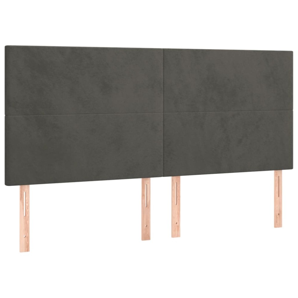vidaXL Tăblii de pat, 4 buc, gri închis, 80x5x78/88 cm, catifea