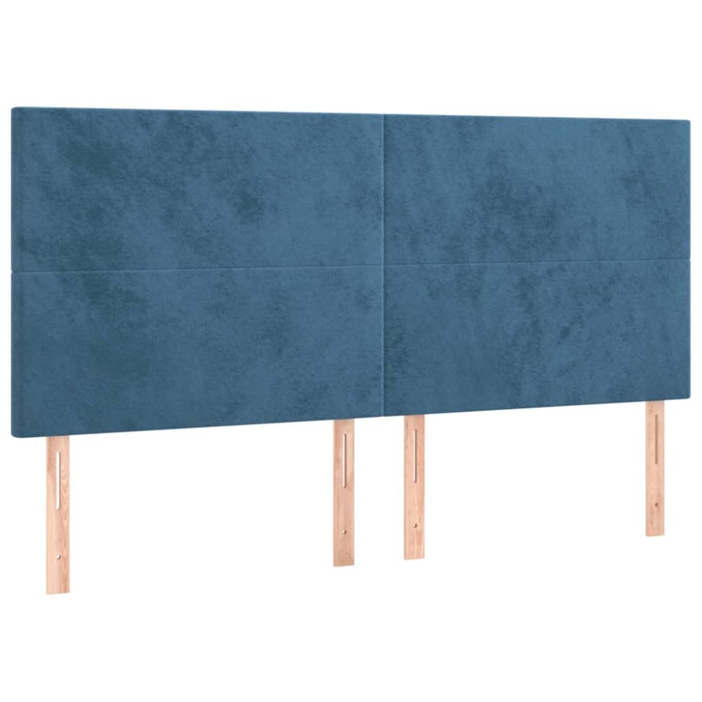 vidaXL Tăblii de pat, 4 buc, albastru închis, 80x5x78/88 cm, catifea