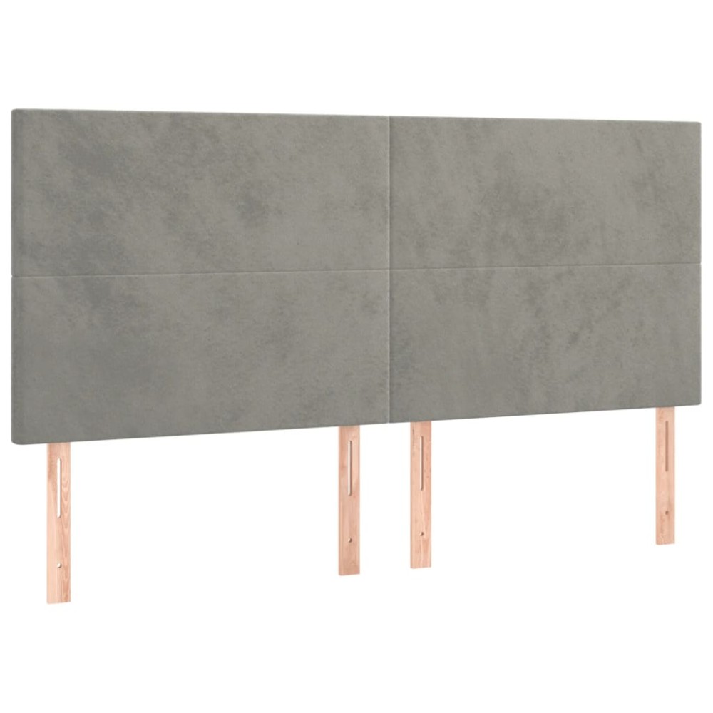 vidaXL Tăblii de pat, 4 buc, gri deschis, 90x5x78/88 cm, catifea