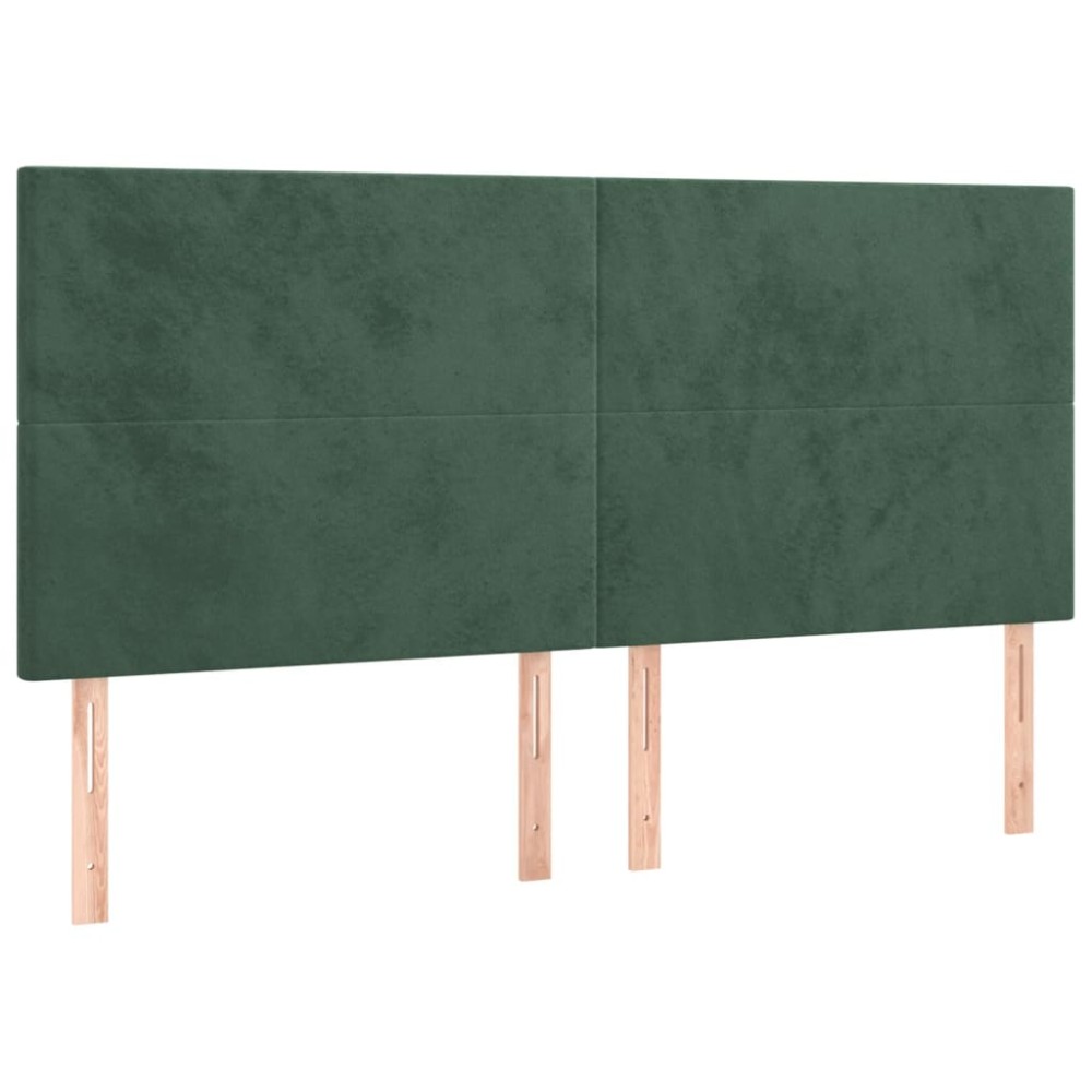 vidaXL Tăblii de pat, 4 buc, verde închis, 90x5x78/88 cm, catifea