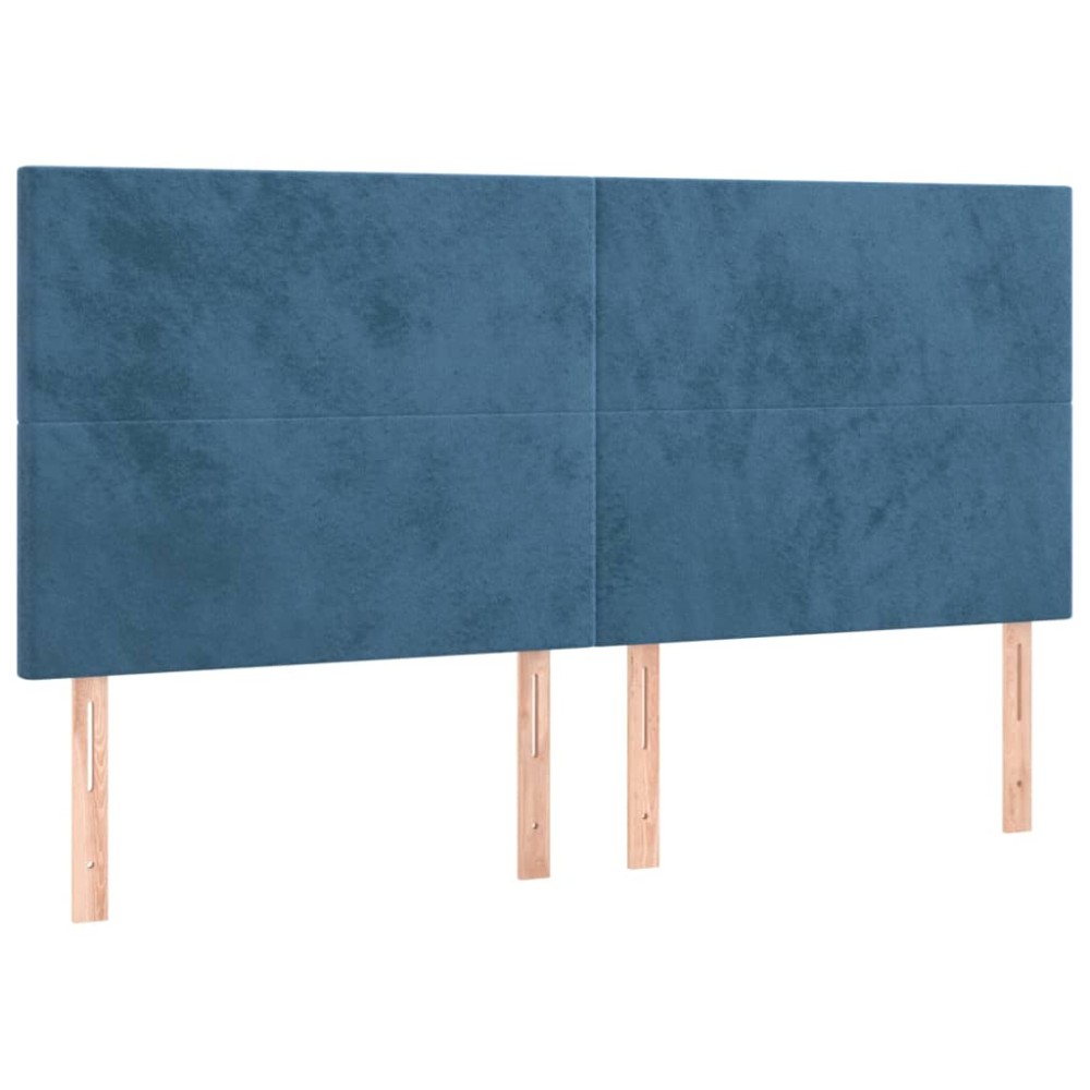 vidaXL Tăblii de pat, 4 buc, albastru închis, 90x5x78/88 cm, catifea