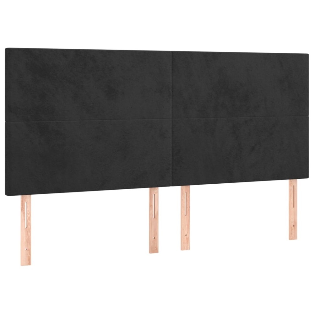 vidaXL Tăblii de pat, 4 buc, negru, 100x5x78/88 cm, catifea