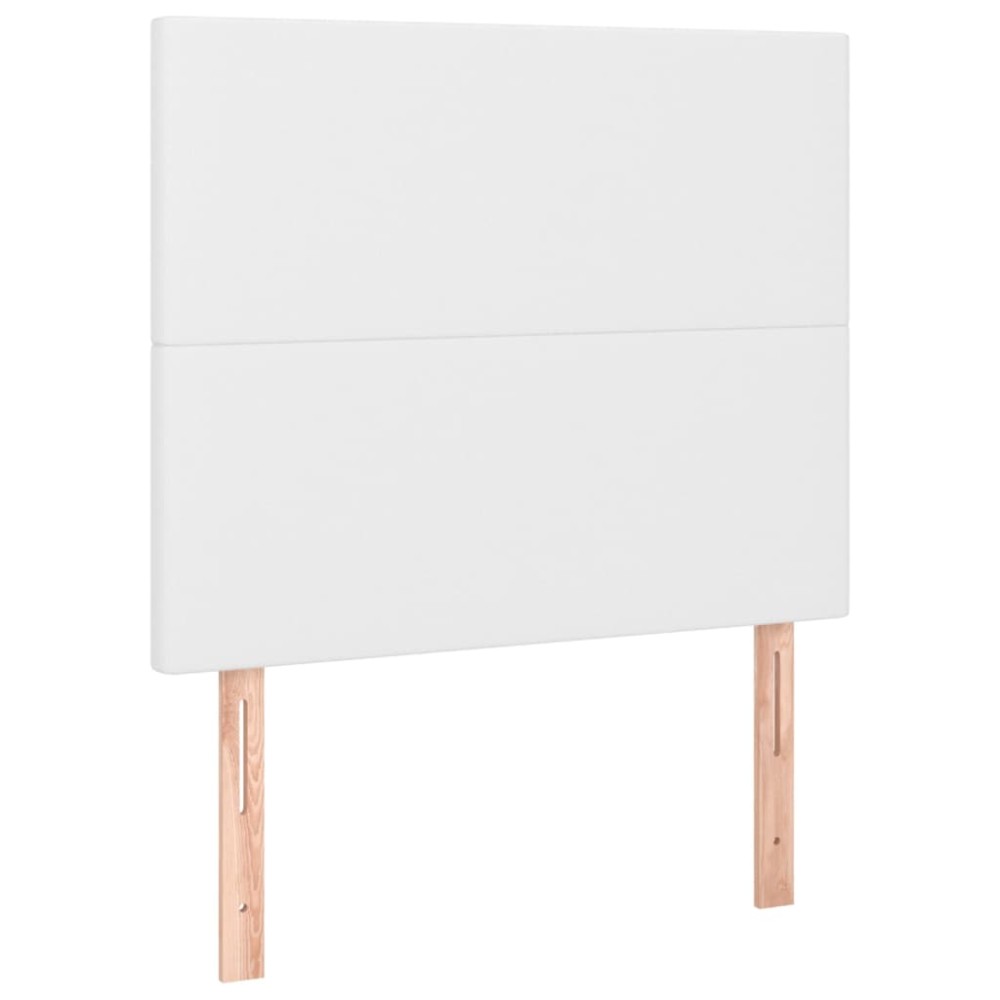 vidaXL Tăblii de pat, 2 buc, alb, 90x5x78/88 cm, piele ecologică
