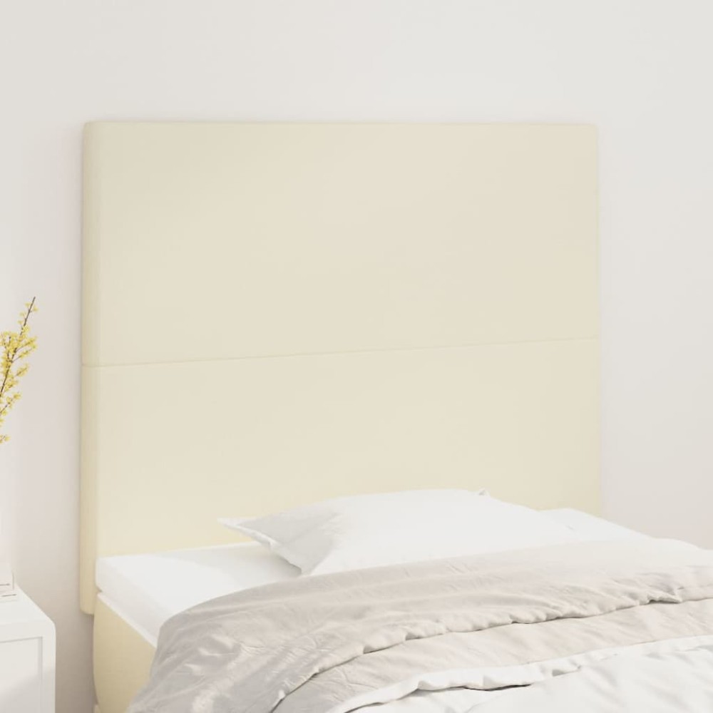 vidaXL Tăblii de pat, 2 buc, crem, 90x5x78/88 cm, piele ecologică