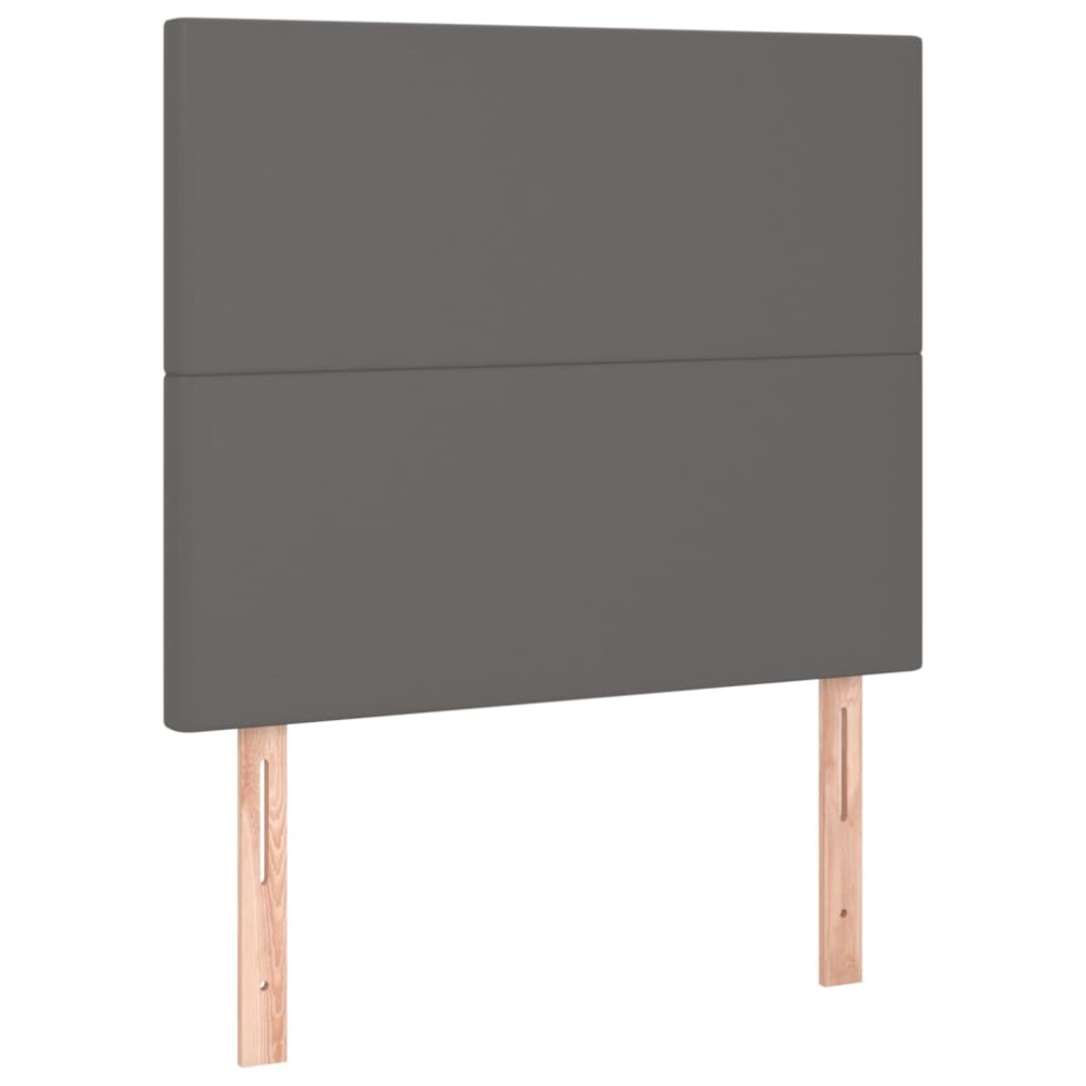 vidaXL Tăblii de pat, 2 buc, gri, 90x5x78/88 cm, piele ecologică
