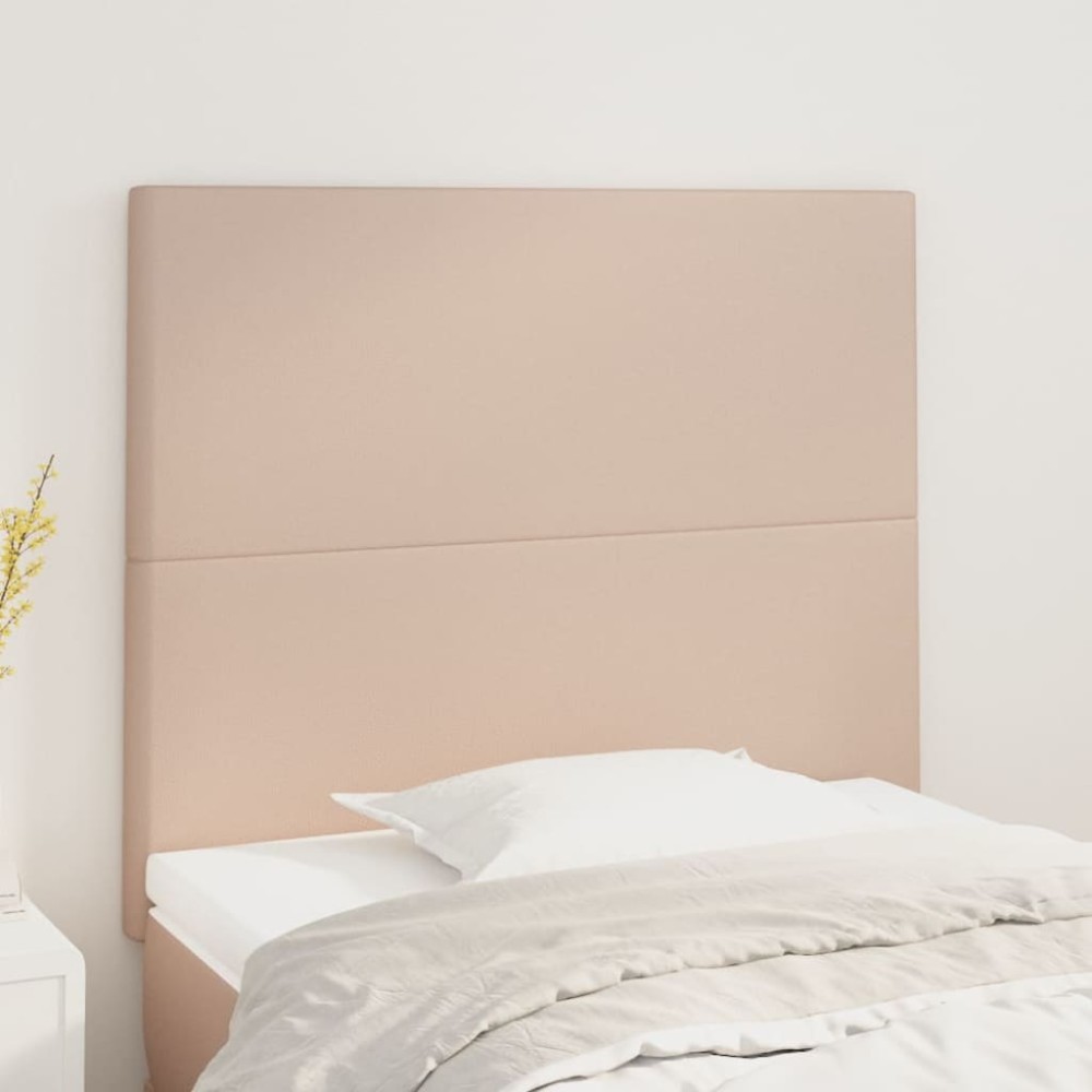 vidaXL Tăblii de pat 2 buc, cappuccino 100x5x78/88 cm piele ecologică
