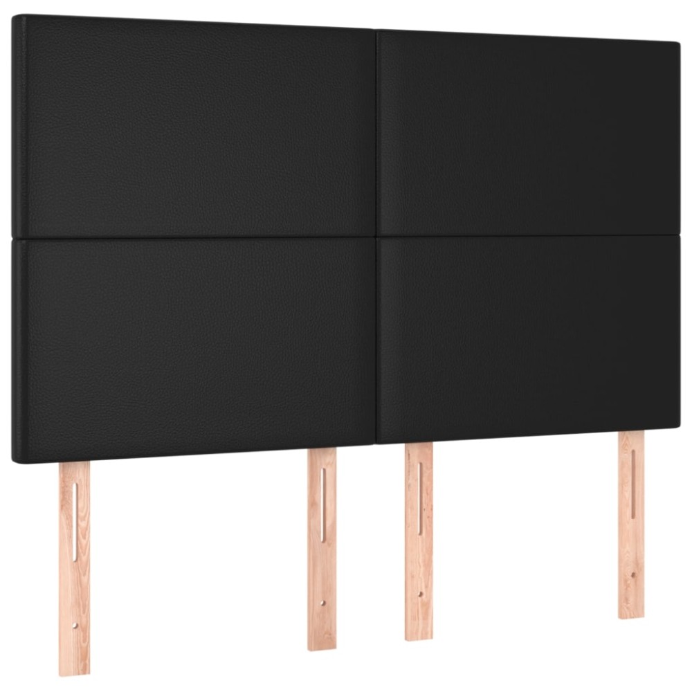 vidaXL Tăblii de pat, 4 buc, negru, 72x5x78/88 cm, piele ecologică
