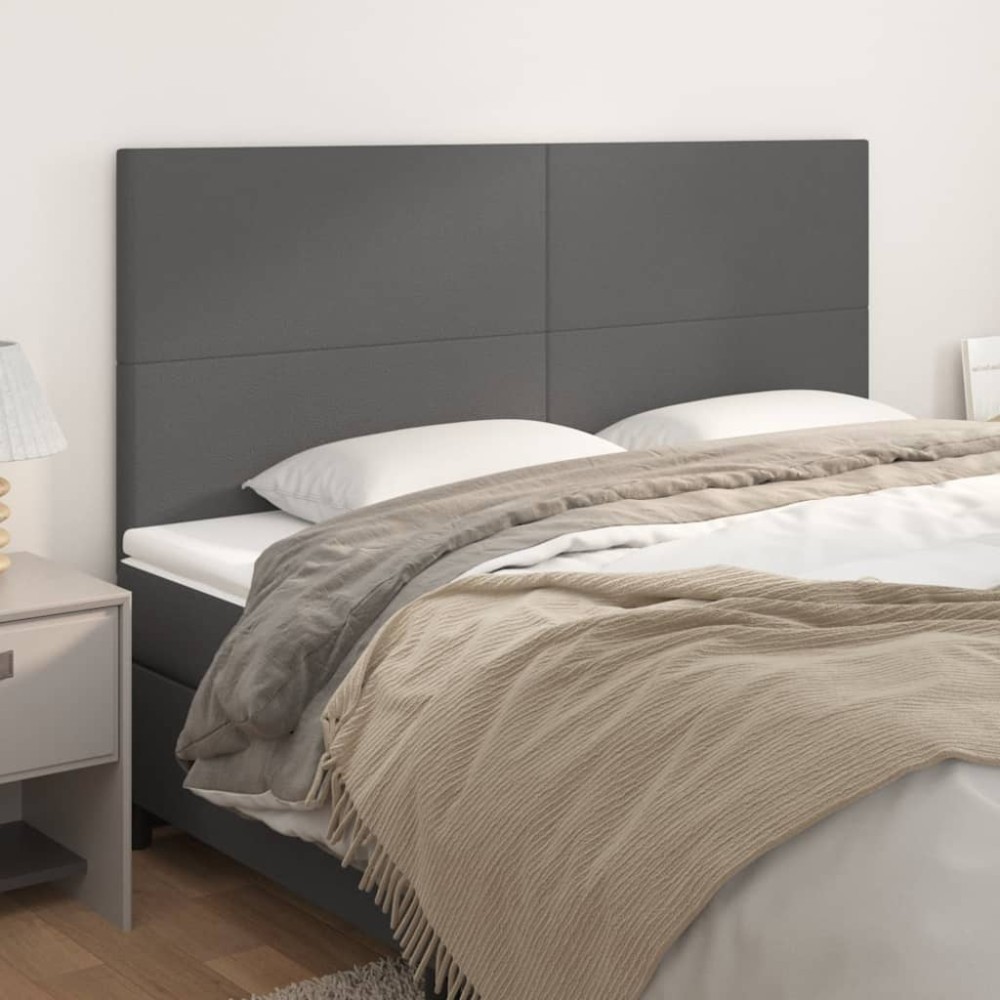vidaXL Tăblii de pat, 4 buc, gri, 80x5x78/88 cm, piele ecologică