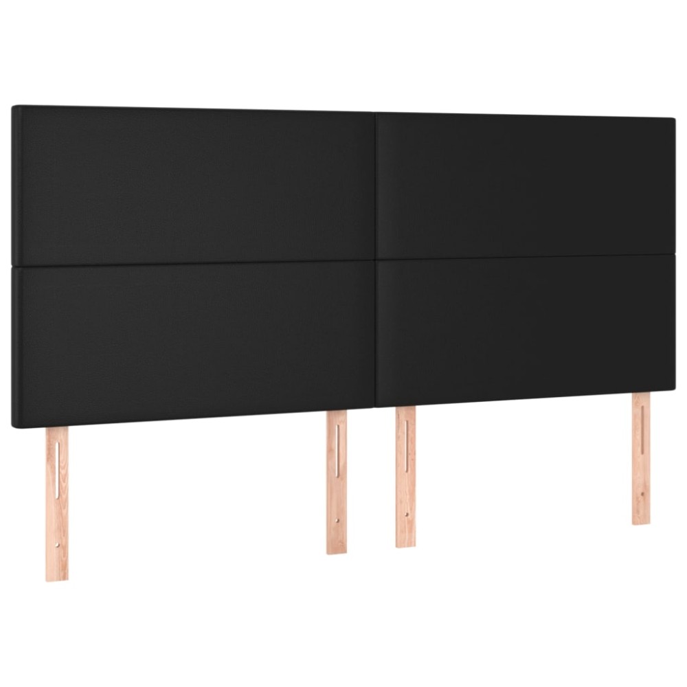 vidaXL Tăblii de pat, 4 buc, negru, 90x5x78/88 cm, piele ecologică