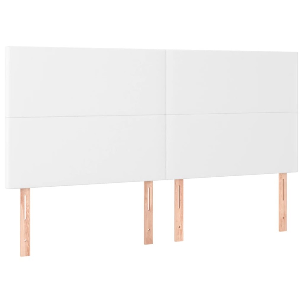 vidaXL Tăblii de pat, 4 buc, alb, 90x5x78/88 cm, piele ecologică