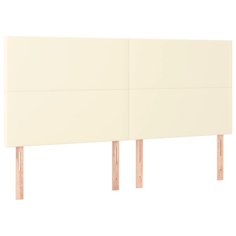 vidaXL Tăblii de pat, 4 buc, crem, 90x5x78/88 cm, piele ecologică
