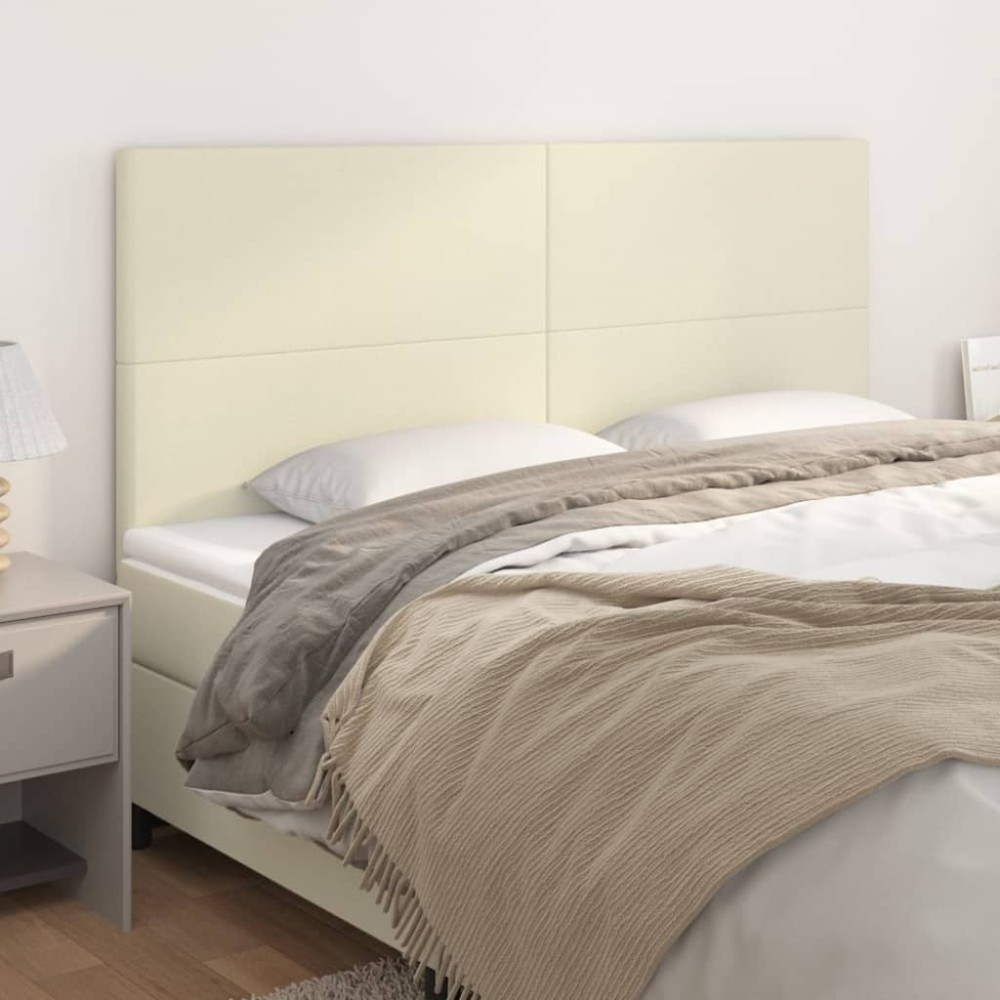 vidaXL Tăblii de pat, 4 buc, crem, 90x5x78/88 cm, piele ecologică