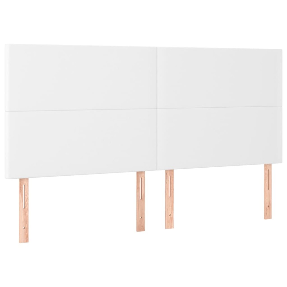 vidaXL Tăblii de pat, 4 buc, alb, 100x5x78/88 cm, piele ecologică