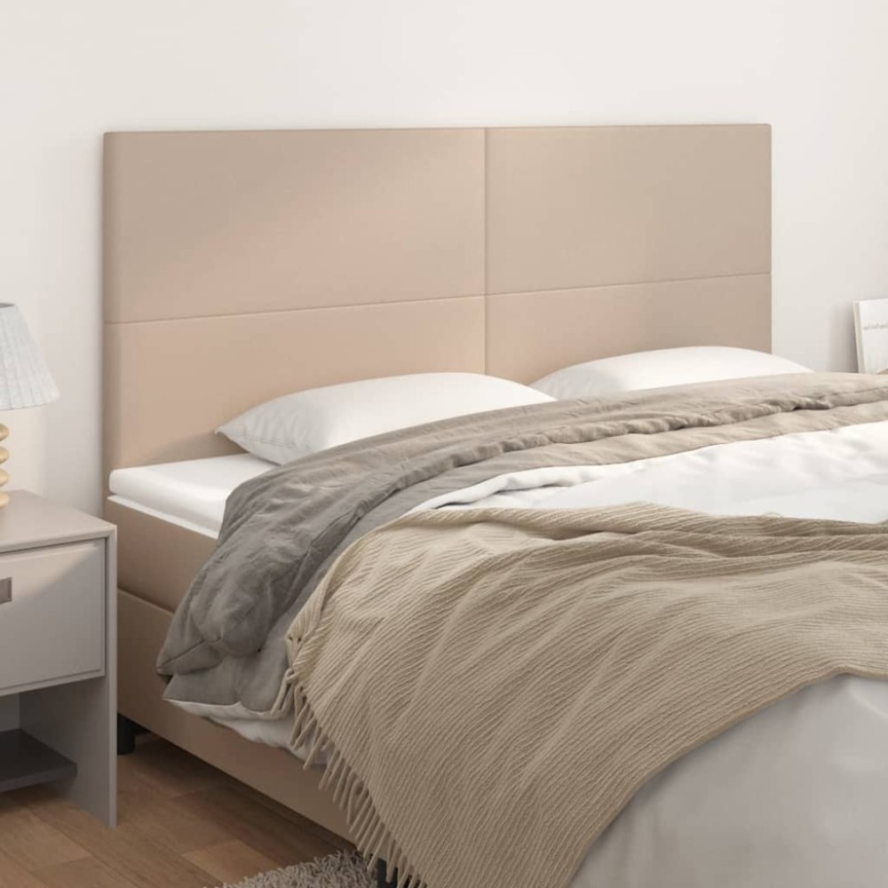 vidaXL Tăblii de pat 4 buc, cappuccino 100x5x78/88 cm piele ecologică