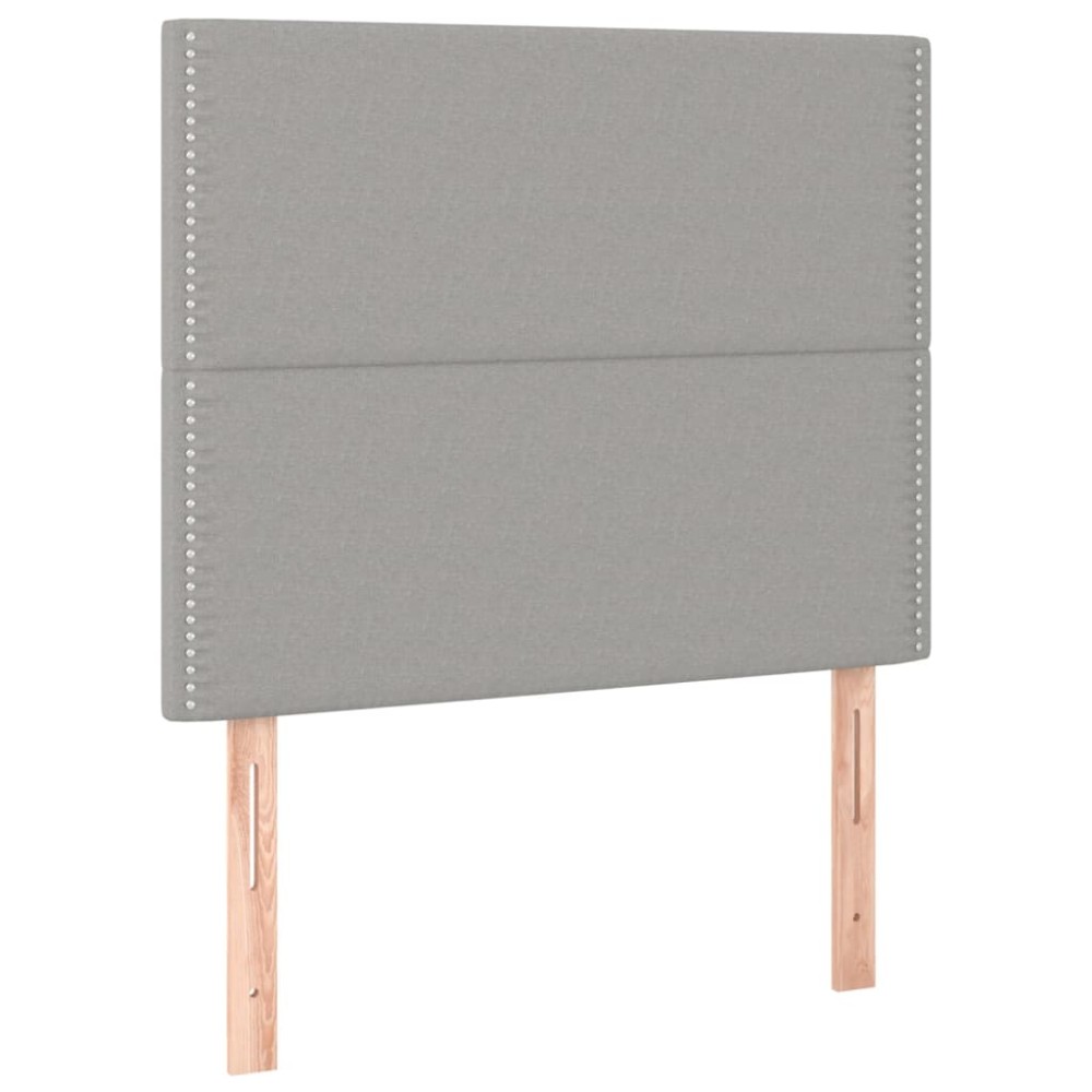 vidaXL Tăblii de pat, 2 buc, gri deschis, 80x5x78/88 cm, textil