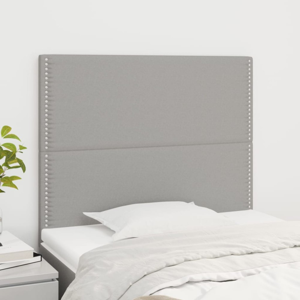 vidaXL Tăblii de pat, 2 buc, gri deschis, 80x5x78/88 cm, textil