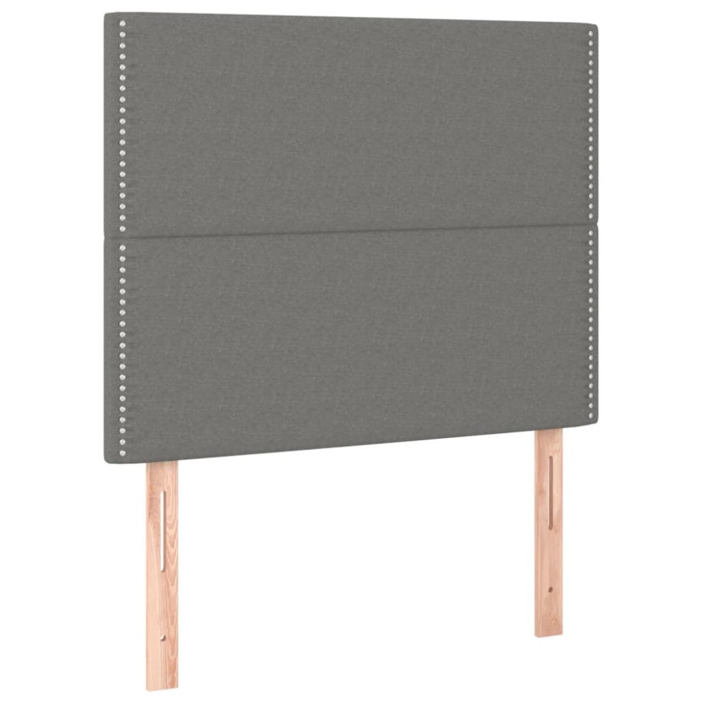 vidaXL Tăblii de pat, 2 buc, gri închis, 90x5x78/88 cm, textil