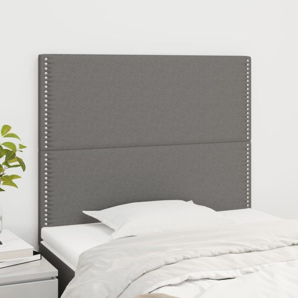 vidaXL Tăblii de pat, 2 buc, gri închis, 90x5x78/88 cm, textil