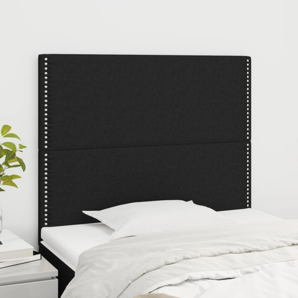 vidaXL Tăblii de pat, 2 buc, negru, 90x5x78/88 cm, textil