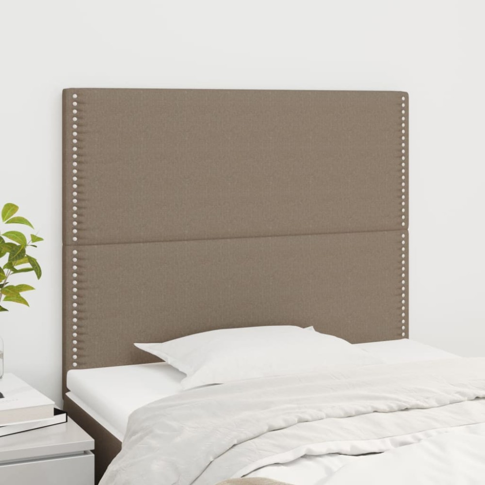 vidaXL Tăblii de pat, 2 buc, gri taupe, 90x5x78/88 cm, textil