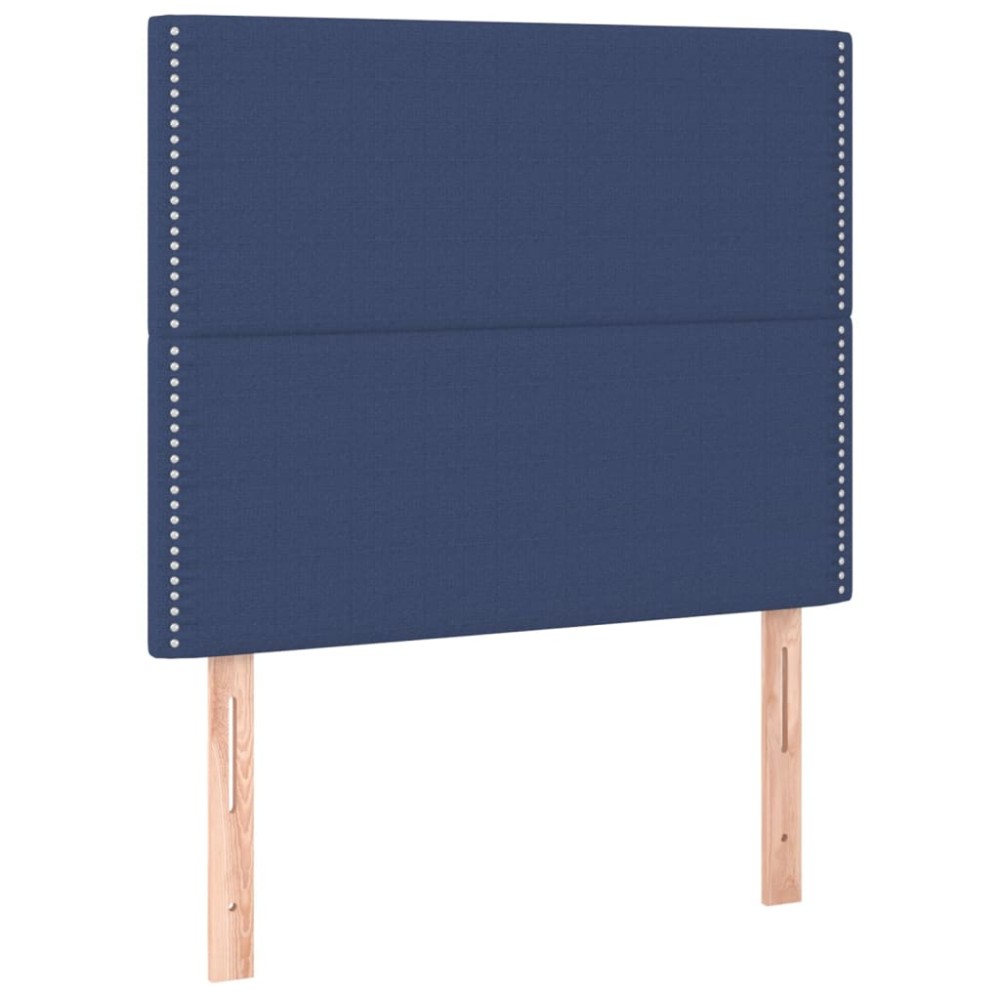 vidaXL Tăblii de pat, 2 buc, albastru, 90x5x78/88 cm, textil