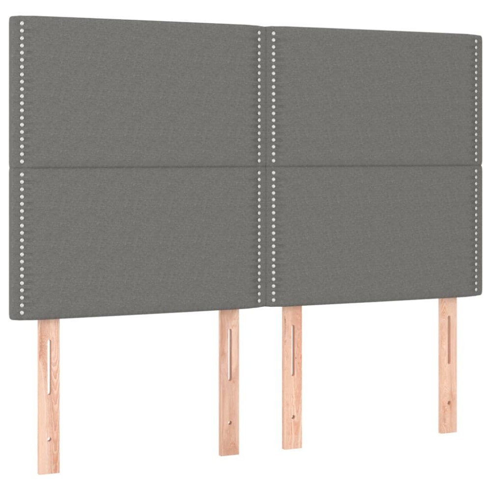 vidaXL Tăblii de pat, 4 buc, gri închis, 72x5x78/88 cm, textil