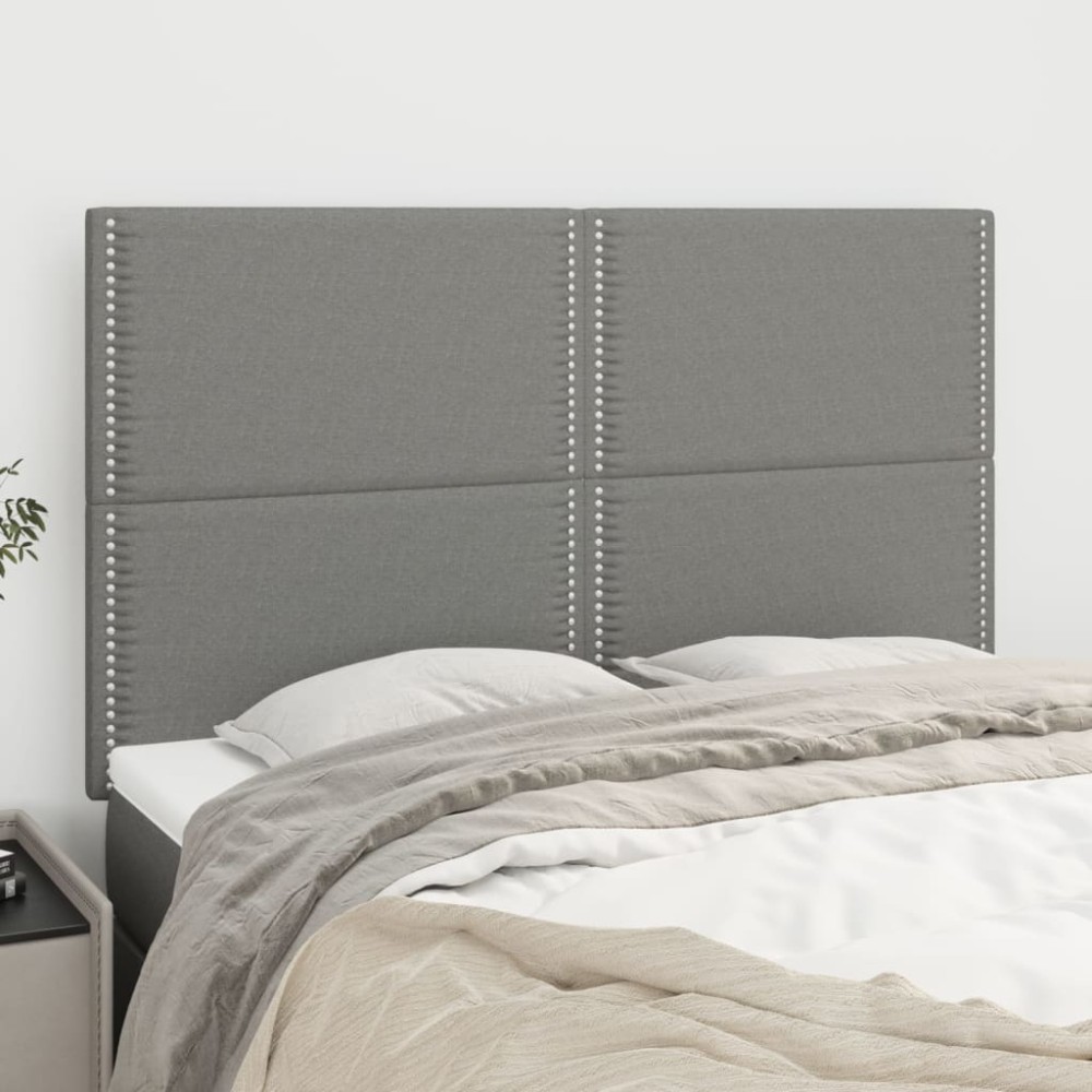 vidaXL Tăblii de pat, 4 buc, gri închis, 72x5x78/88 cm, textil