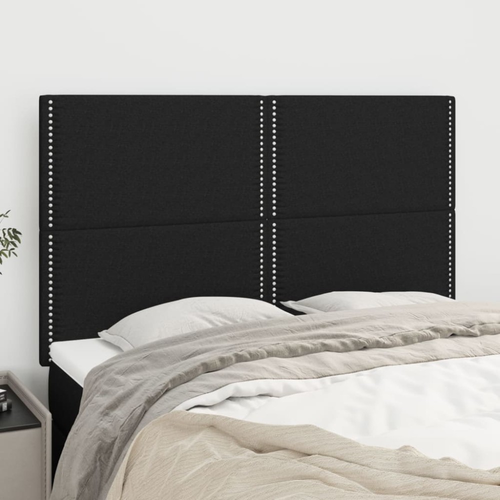 vidaXL Tăblii de pat, 4 buc, negru, 72x5x78/88 cm, textil