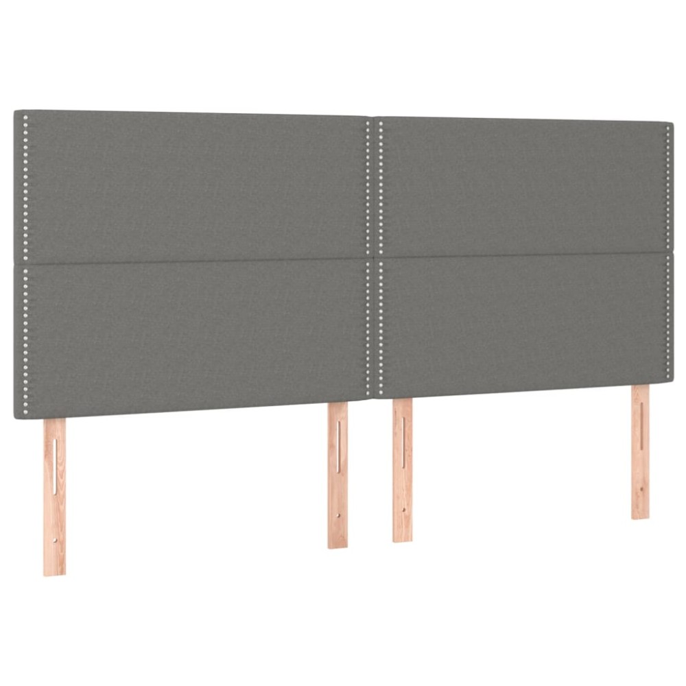 vidaXL Tăblii de pat, 4 buc, gri închis, 80x5x78/88 cm, textil