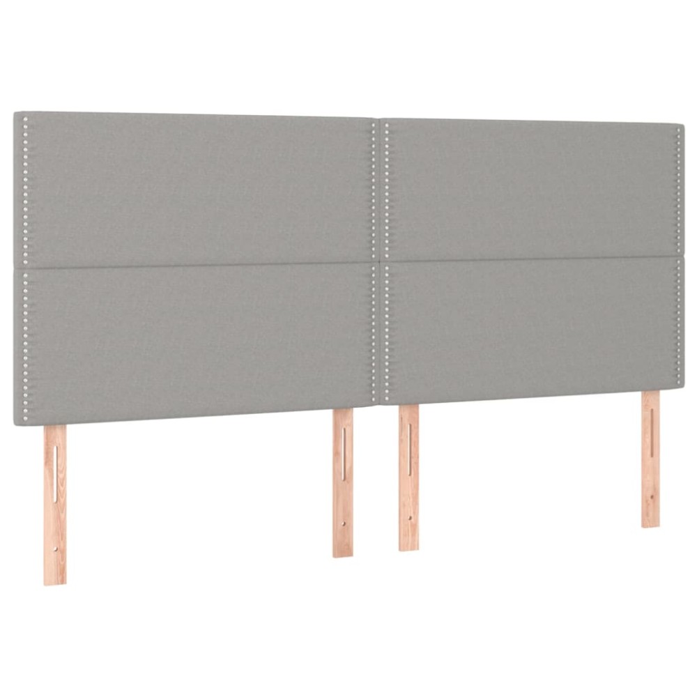 vidaXL Tăblii de pat, 4 buc, gri deschis, 90x5x78/88 cm, textil
