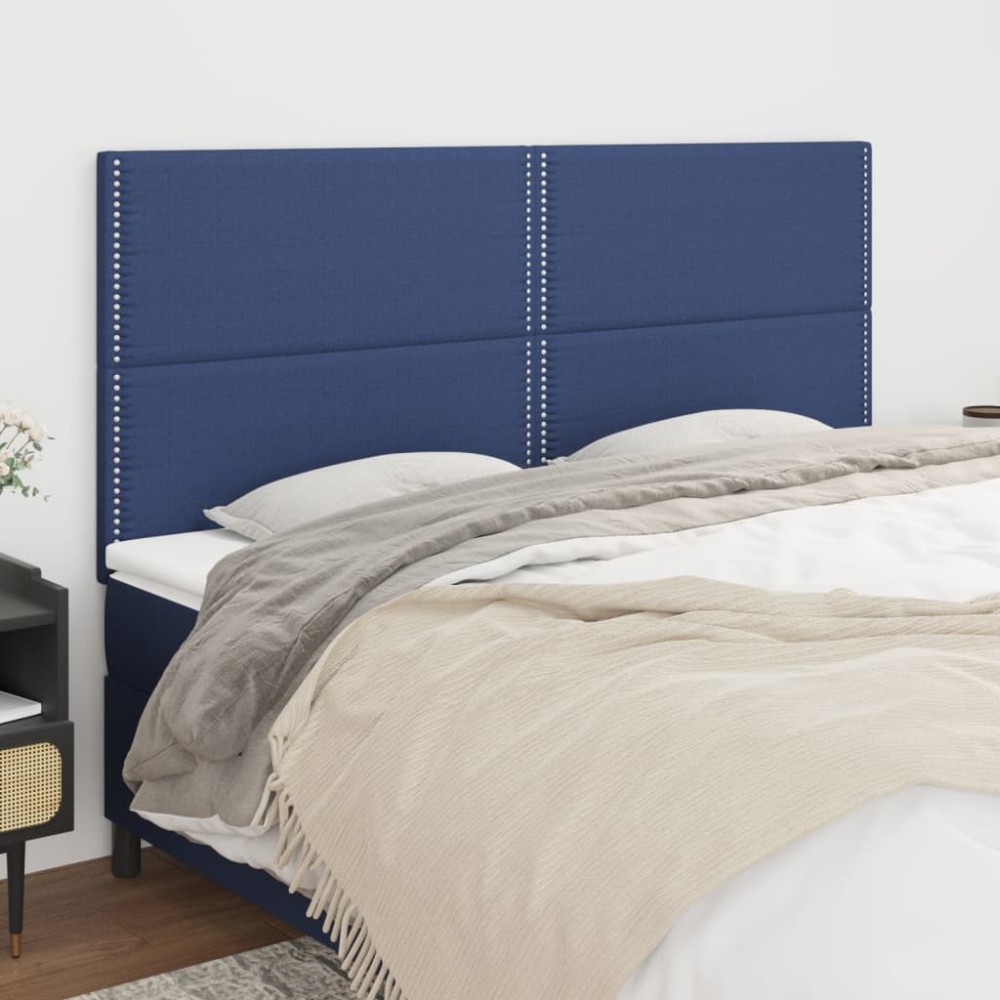 vidaXL Tăblii de pat, 4 buc, albastru, 90x5x78/88 cm, textil