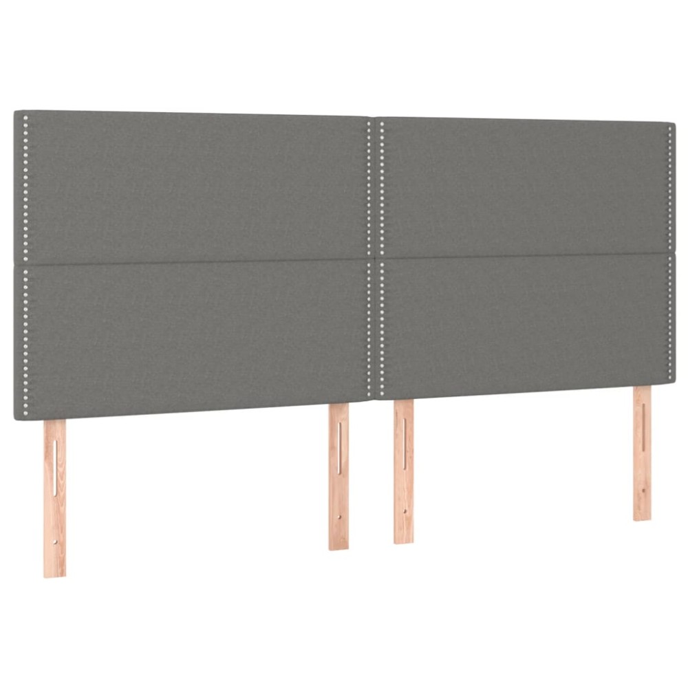 vidaXL Tăblii de pat, 4 buc, gri închis, 100x5x78/88 cm, textil