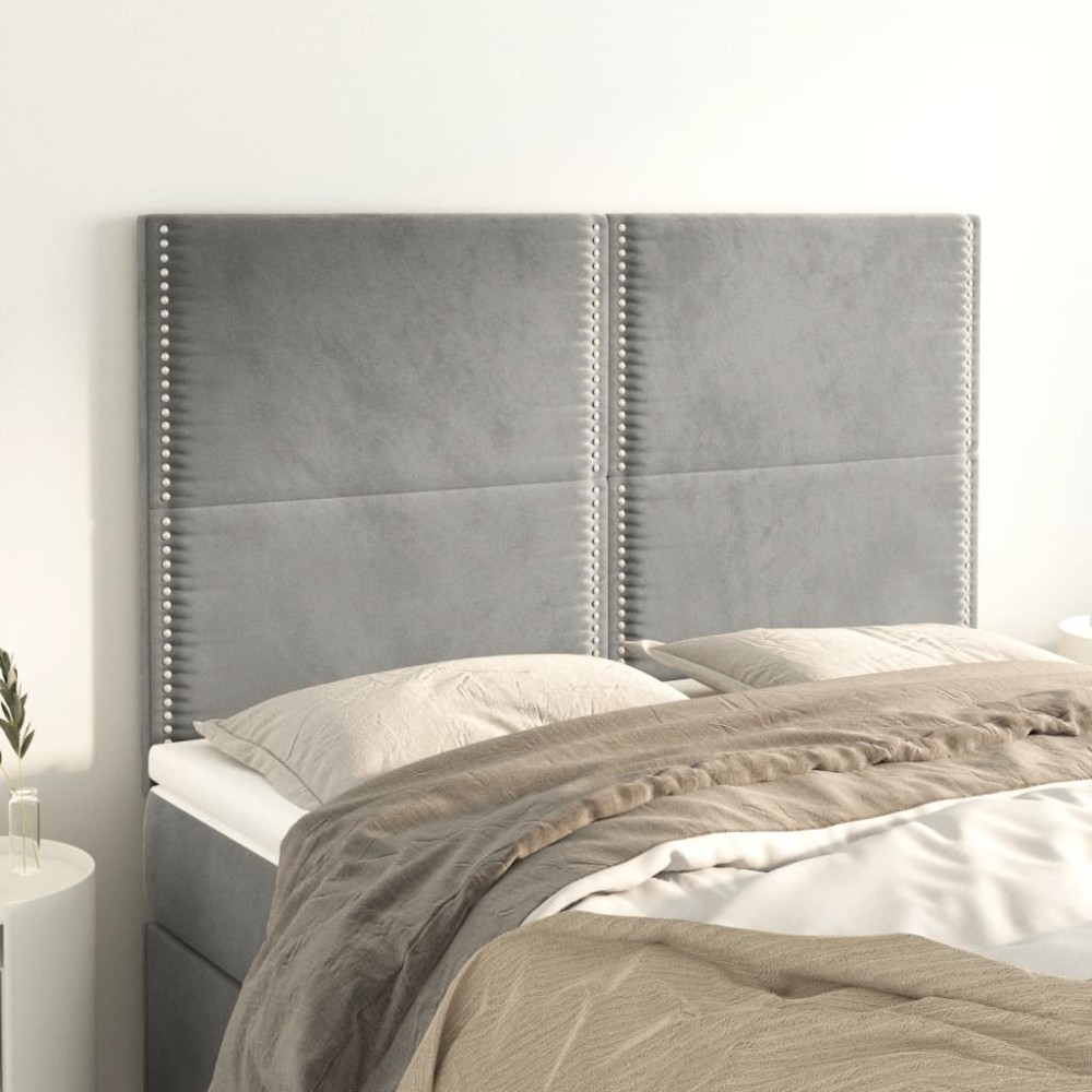 vidaXL Tăblii de pat, 4 buc, gri deschis, 72x5x78/88 cm, catifea
