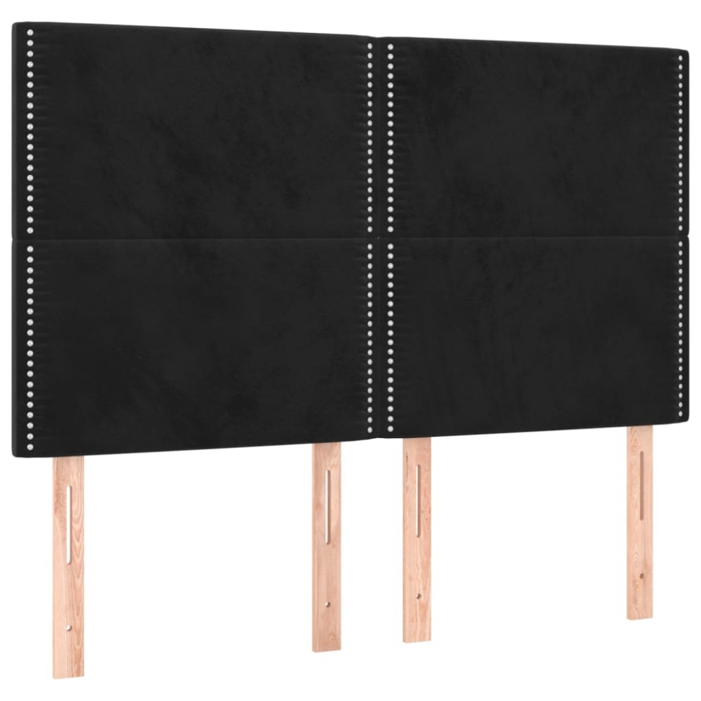 vidaXL Tăblii de pat, 4 buc, negru, 72x5x78/88 cm, catifea