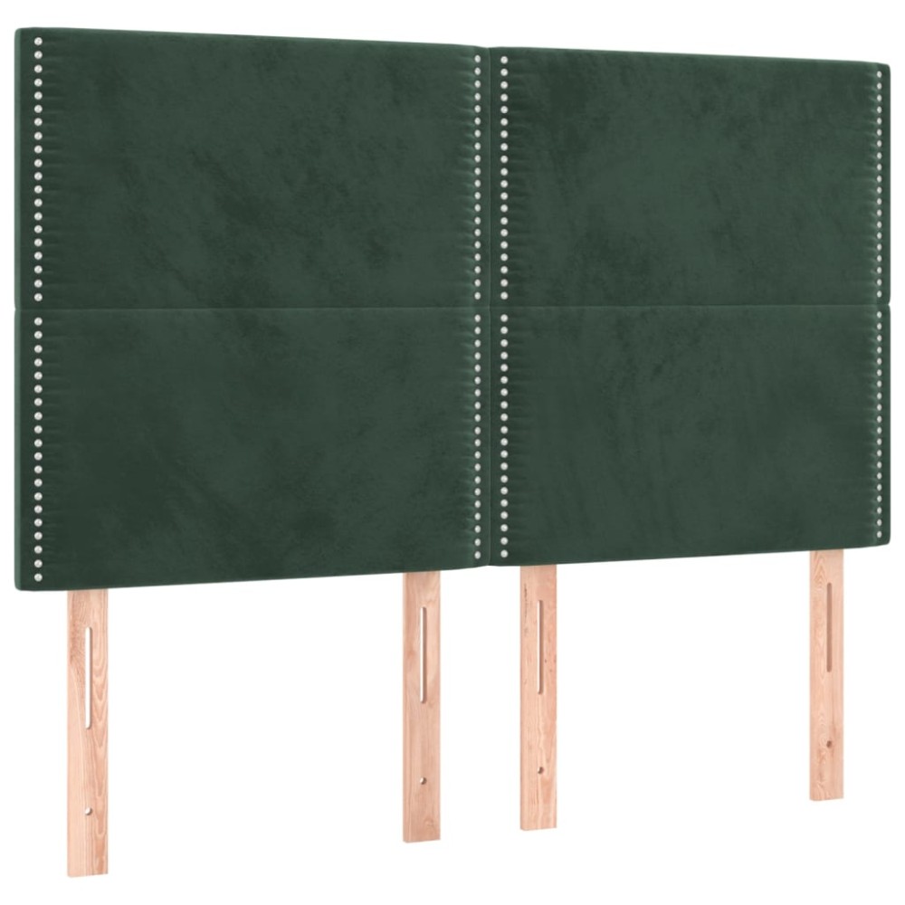 vidaXL Tăblii de pat, 4 buc, verde închis, 72x5x78/88 cm, catifea