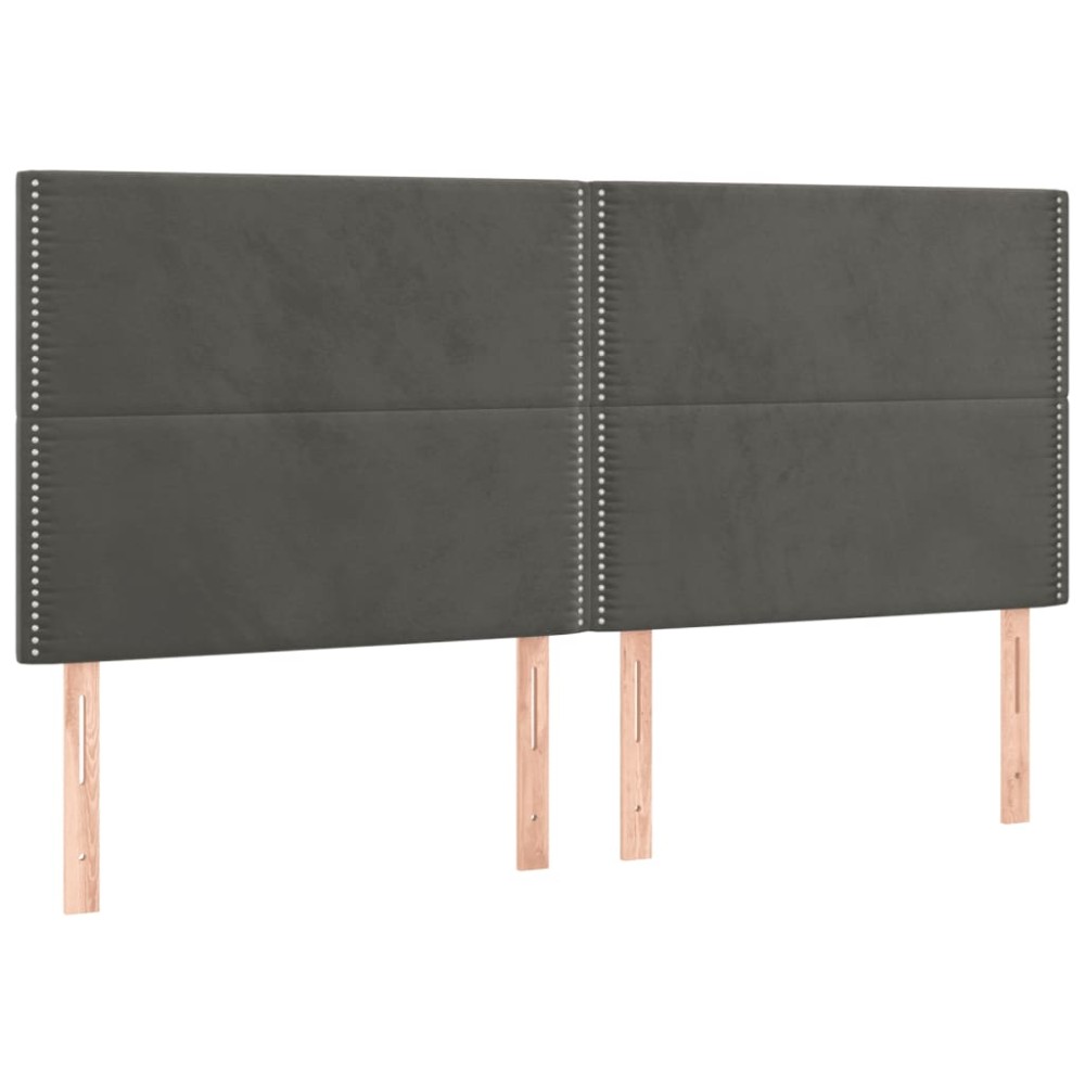 vidaXL Tăblii de pat, 4 buc, gri închis, 80x5x78/88 cm, catifea