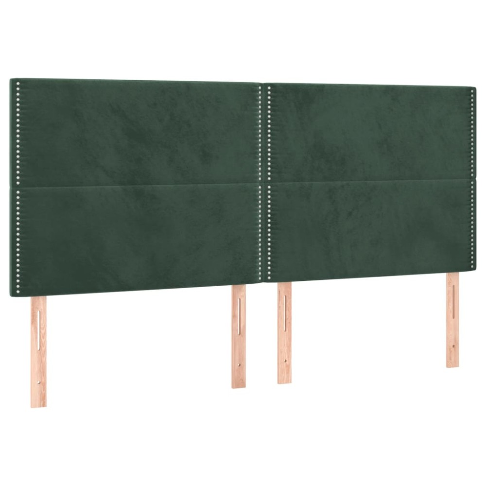 vidaXL Tăblii de pat, 4 buc, verde închis, 80x5x78/88 cm, catifea