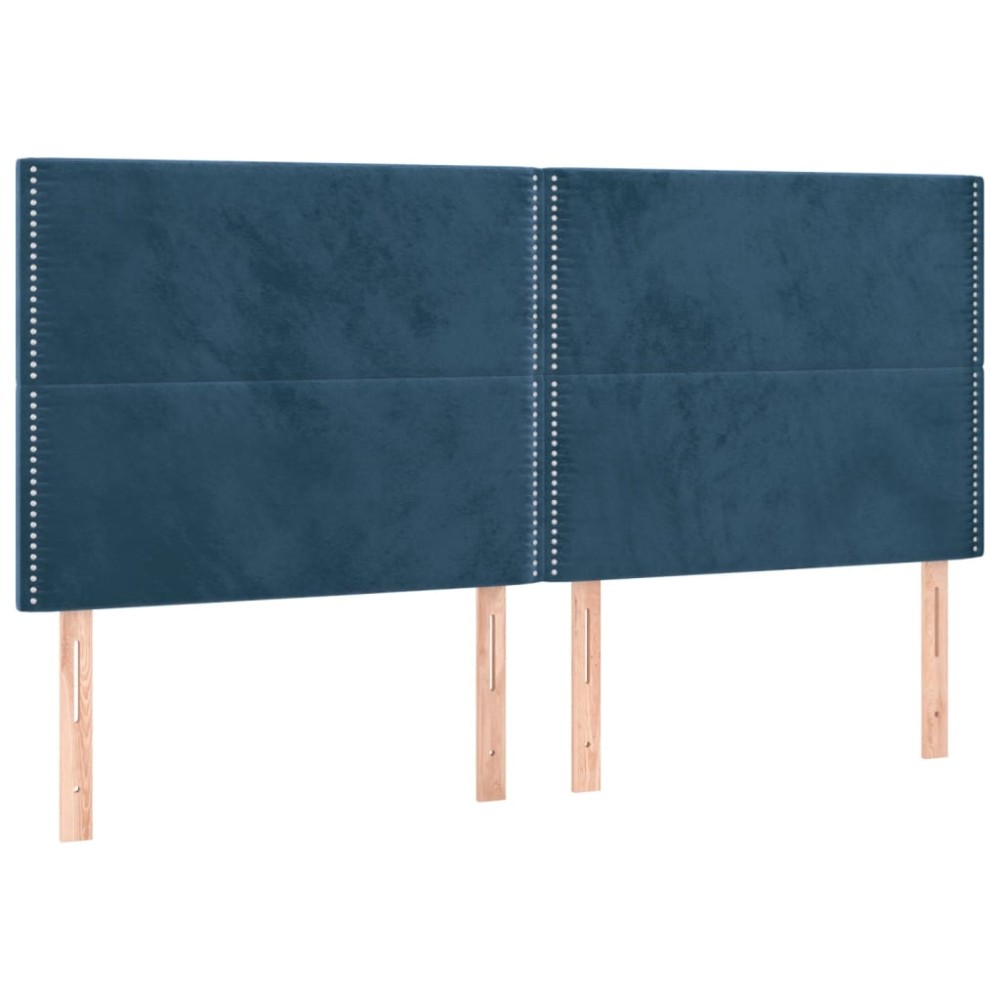 vidaXL Tăblii de pat, 4 buc, albastru închis, 80x5x78/88 cm, catifea