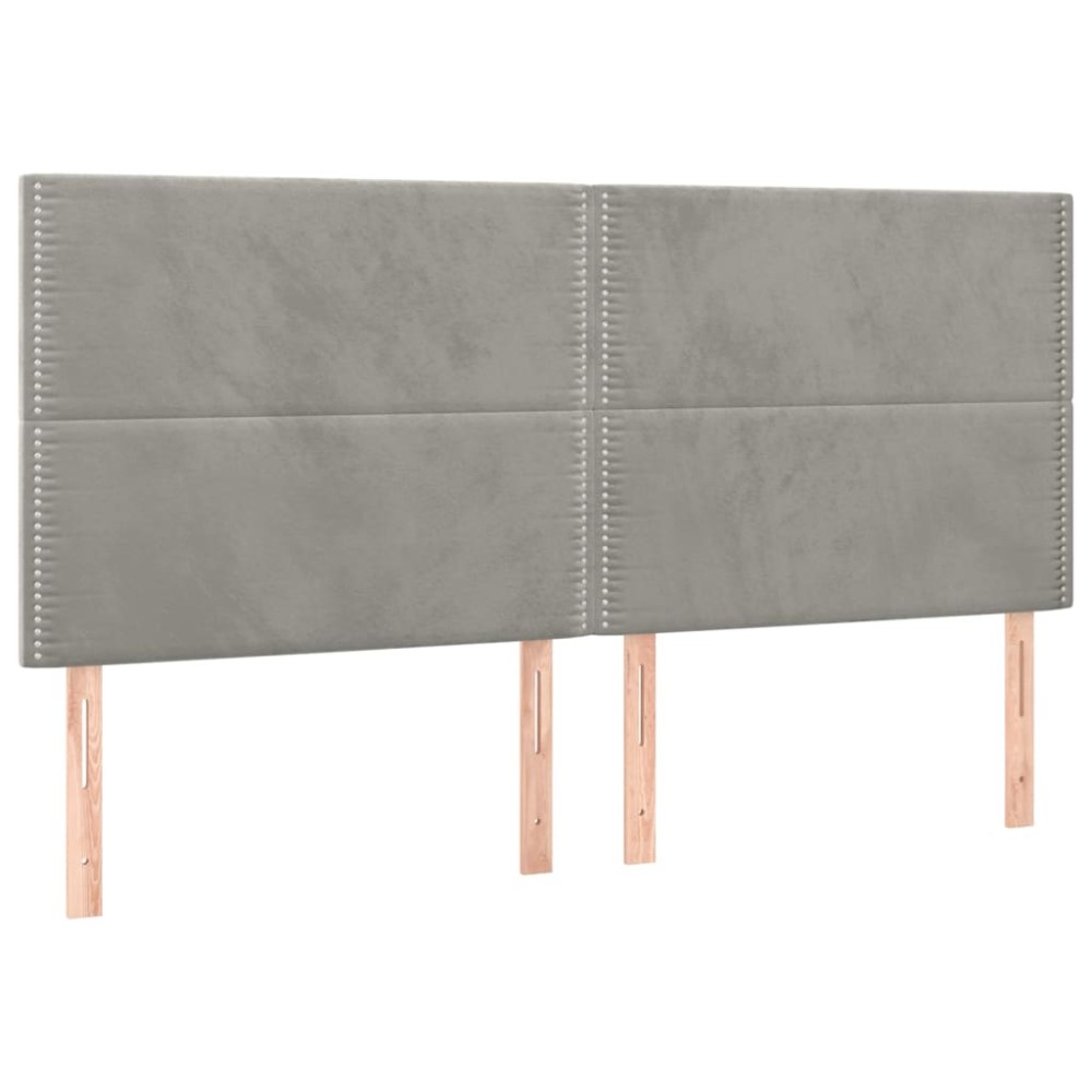 vidaXL Tăblii de pat, 4 buc, gri deschis, 90x5x78/88 cm, catifea