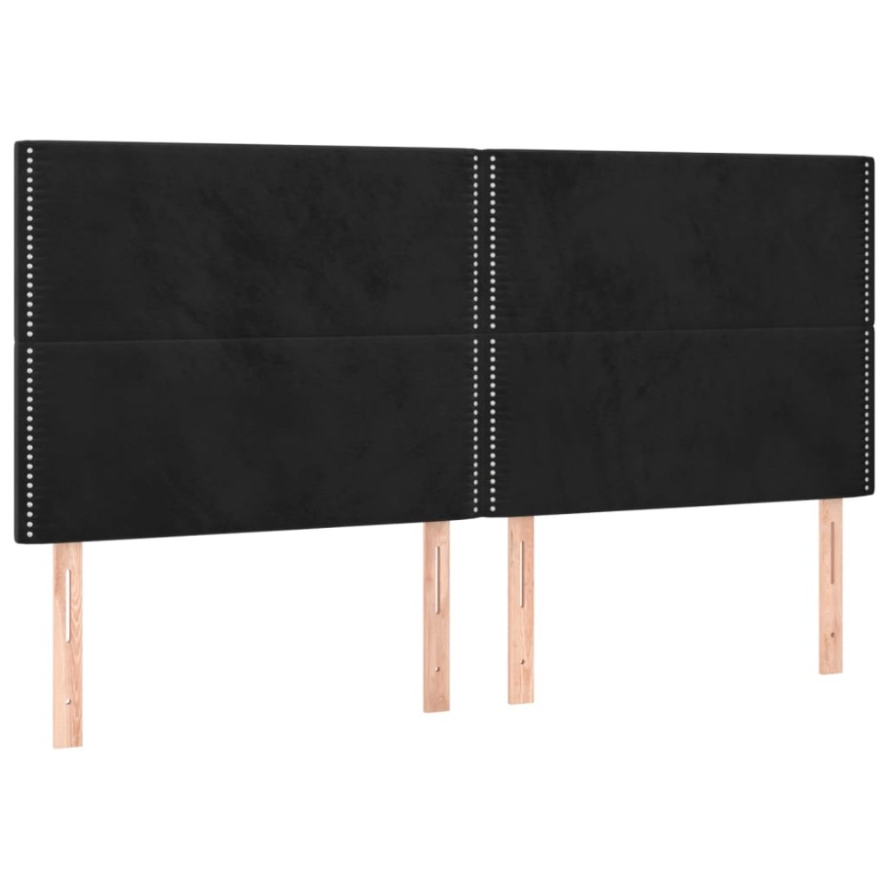 vidaXL Tăblii de pat, 4 buc, negru, 90x5x78/88 cm, catifea