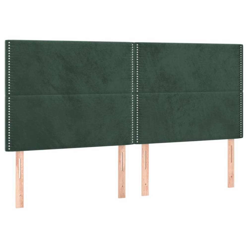 vidaXL Tăblii de pat, 4 buc, verde închis, 100x5x78/88 cm, catifea