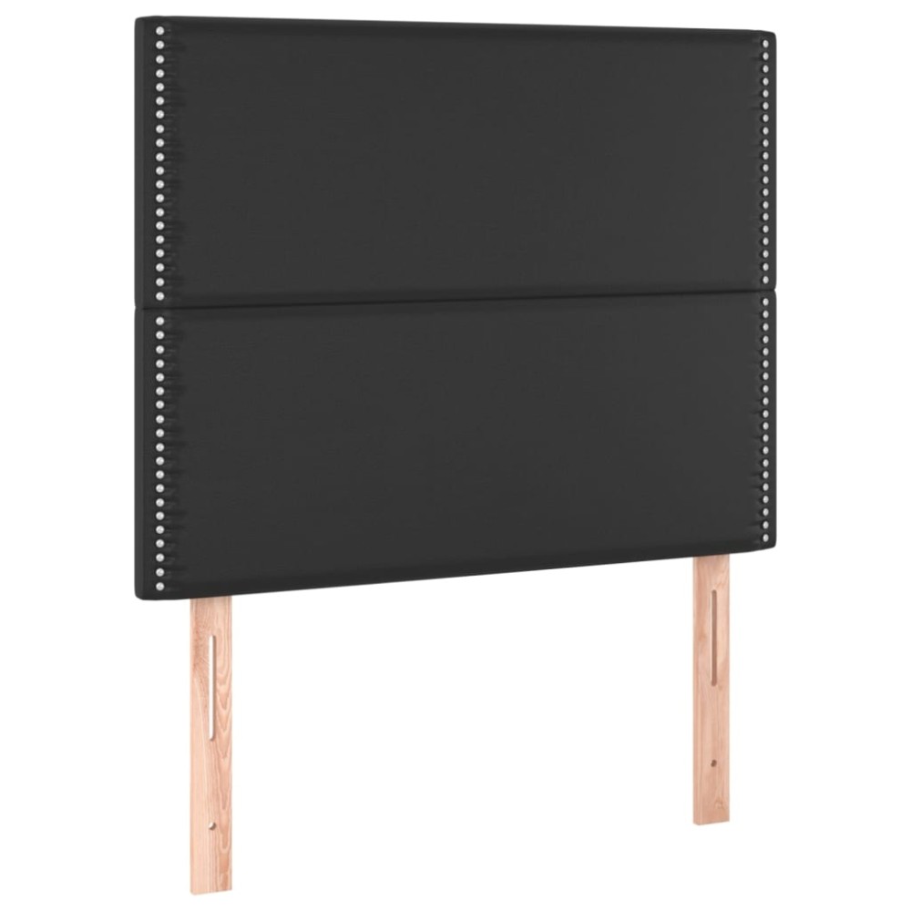vidaXL Tăblie de pat neagră 80x5x118/128 cm piele ecologică